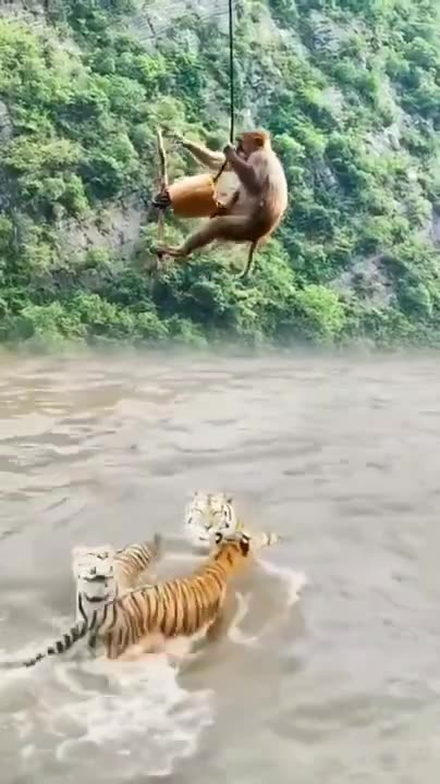 Tiger and monkey #short 🐅🐅🐅🐒🐒🐒🐒