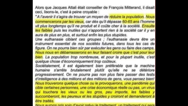 ATTALI PROPHÈTE DE L'APOCALYPSE... UN AVANT GOUT EFFRAYANT D