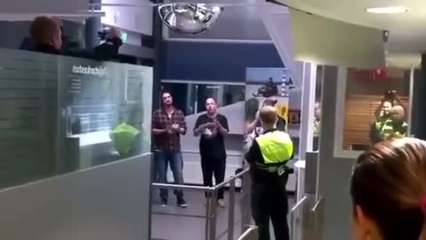 Russian men having some fun singing "Katyusha" to the Finnish border guards