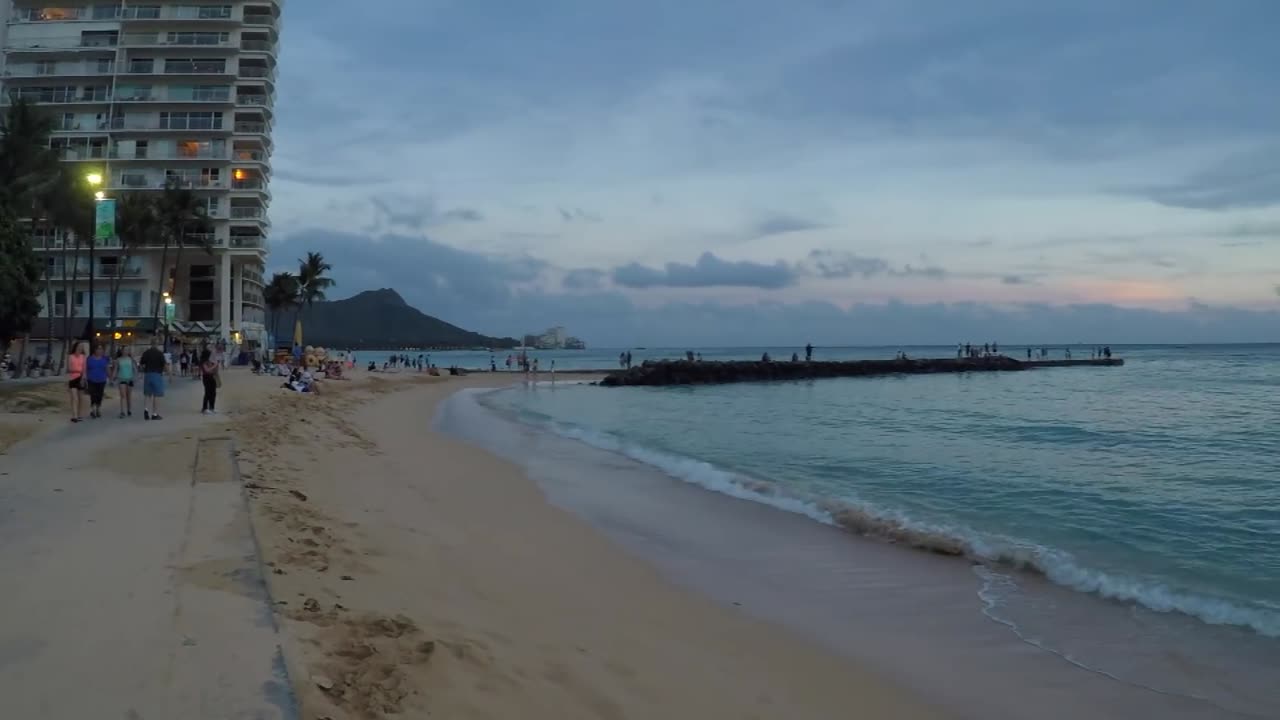 Waikiki Beach Walk at Sunset Oahu Hawaii