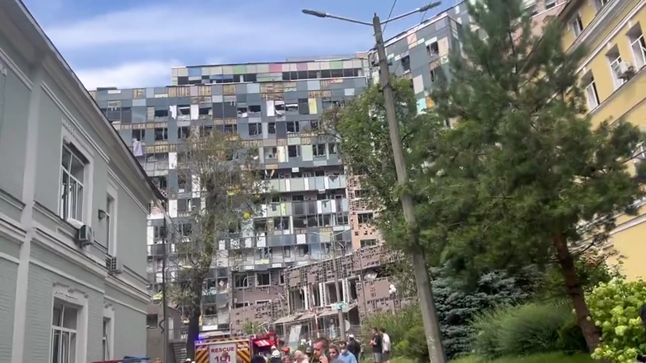 A walk to a damaged children's hospital in Kiev.