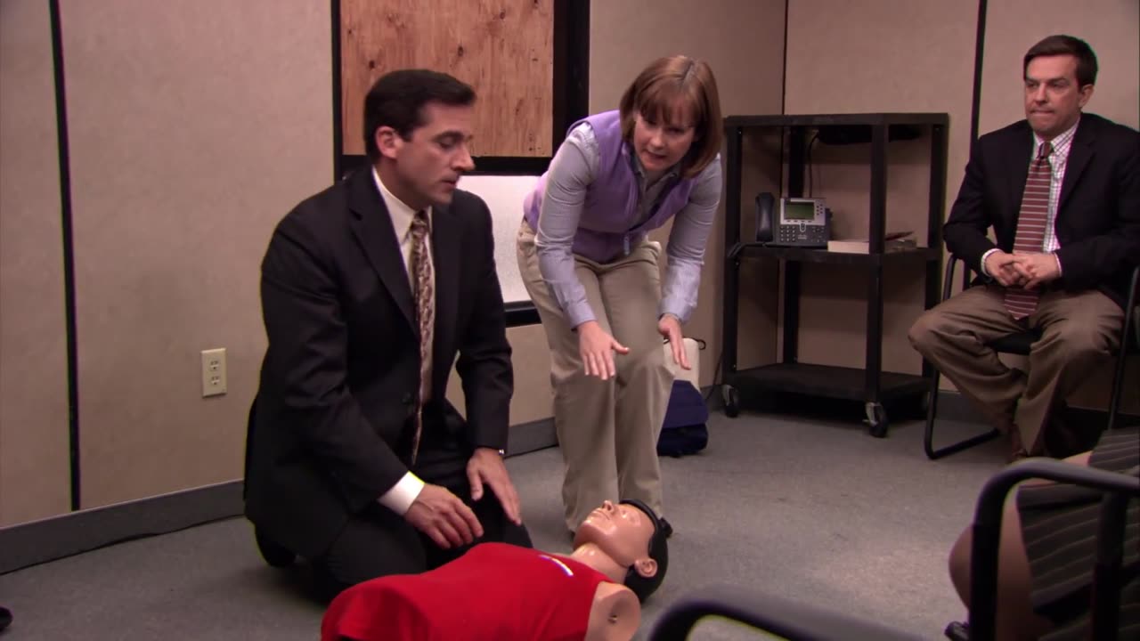First aid fail the office us . Comedy scene.