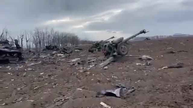 The broken artillery of the invader near Nikolaev