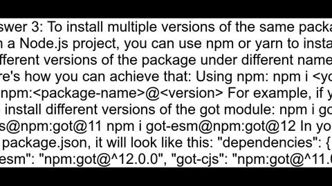 Installing different versions of the same package with npmyarn