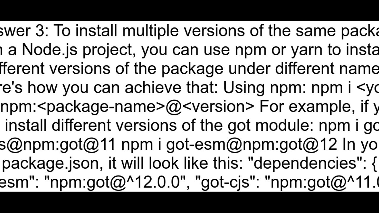 Installing different versions of the same package with npmyarn