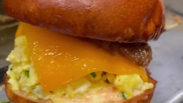 A cheesy beef sandwich