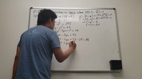 Geometry Help: Vector a, vector b are two vectors in space where |a| =3, |b|= 4, |a-b|=sqrt(43).Find