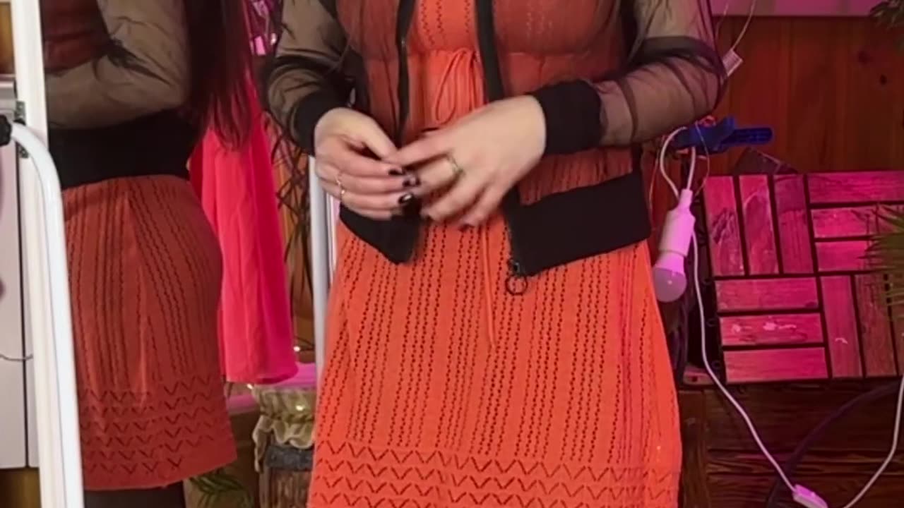 Try on orange dresses