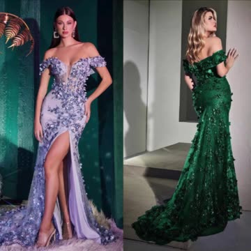 High Quality Lace Petals Elegant Party Prom Long