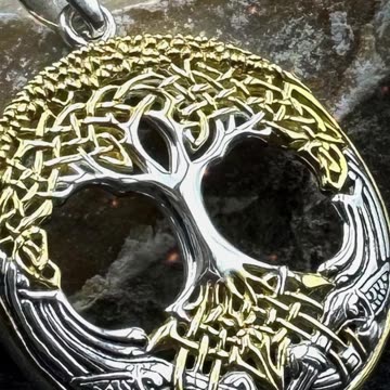 Tree of Life & Chalice Well Pendant in Gold and Silver
