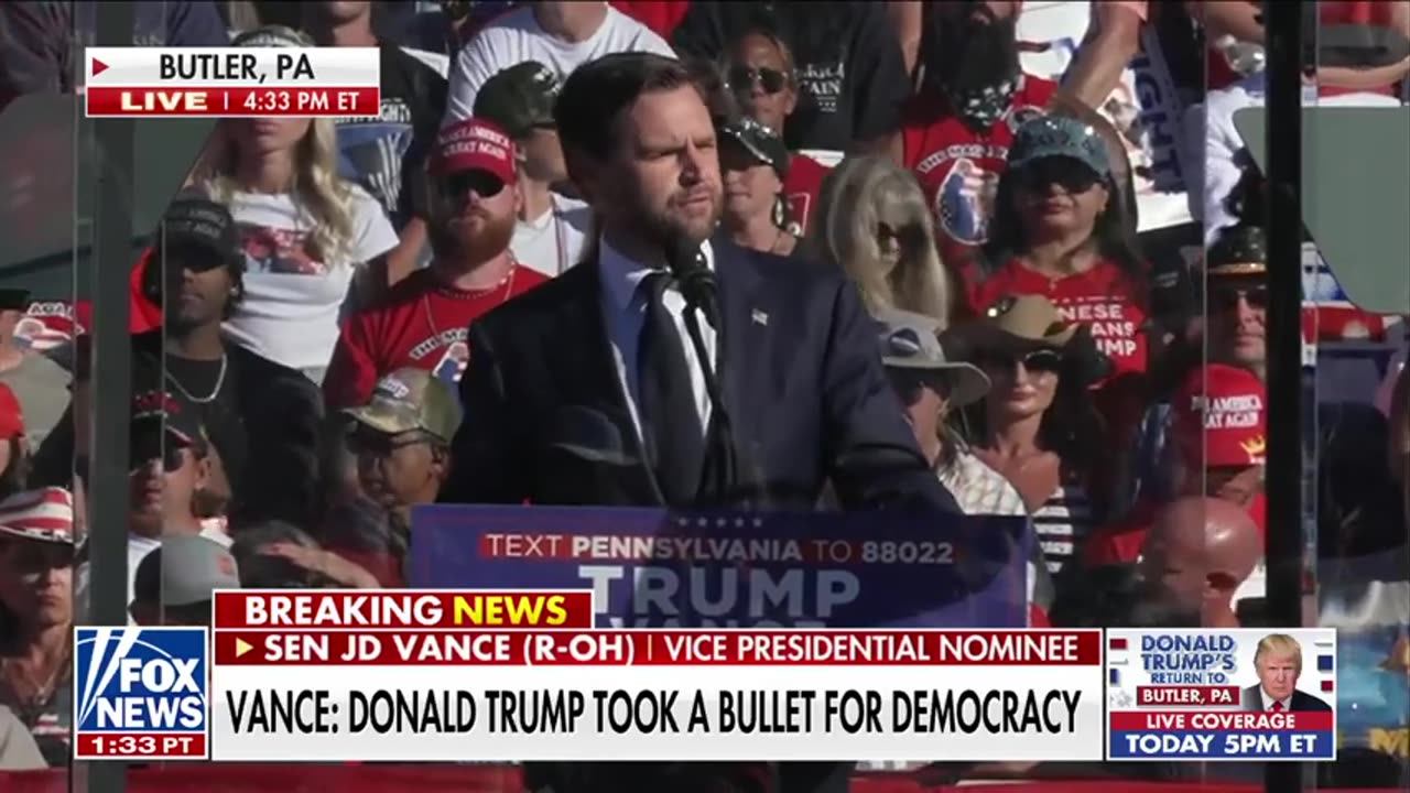 JD Vance addresses Butler, PA rally 'I truly believe God saved Trump's life'