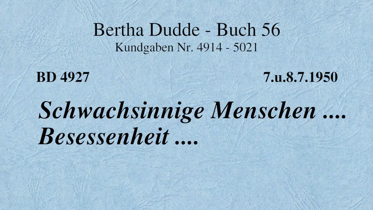 BD 4927 - SCHWACHSINNIGE MENSCHEN .... BESESSENHEIT ....