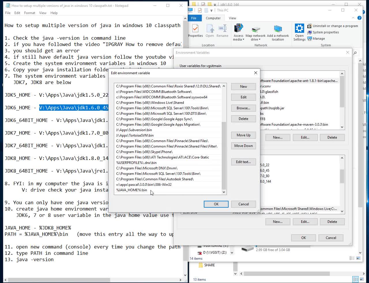 IPGraySpace: Java -How to setup multiple version of java in windows 10 classpath