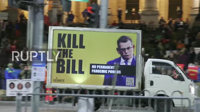 Australia Protesters camp in front of Melbourne parliament opposing COVID measures