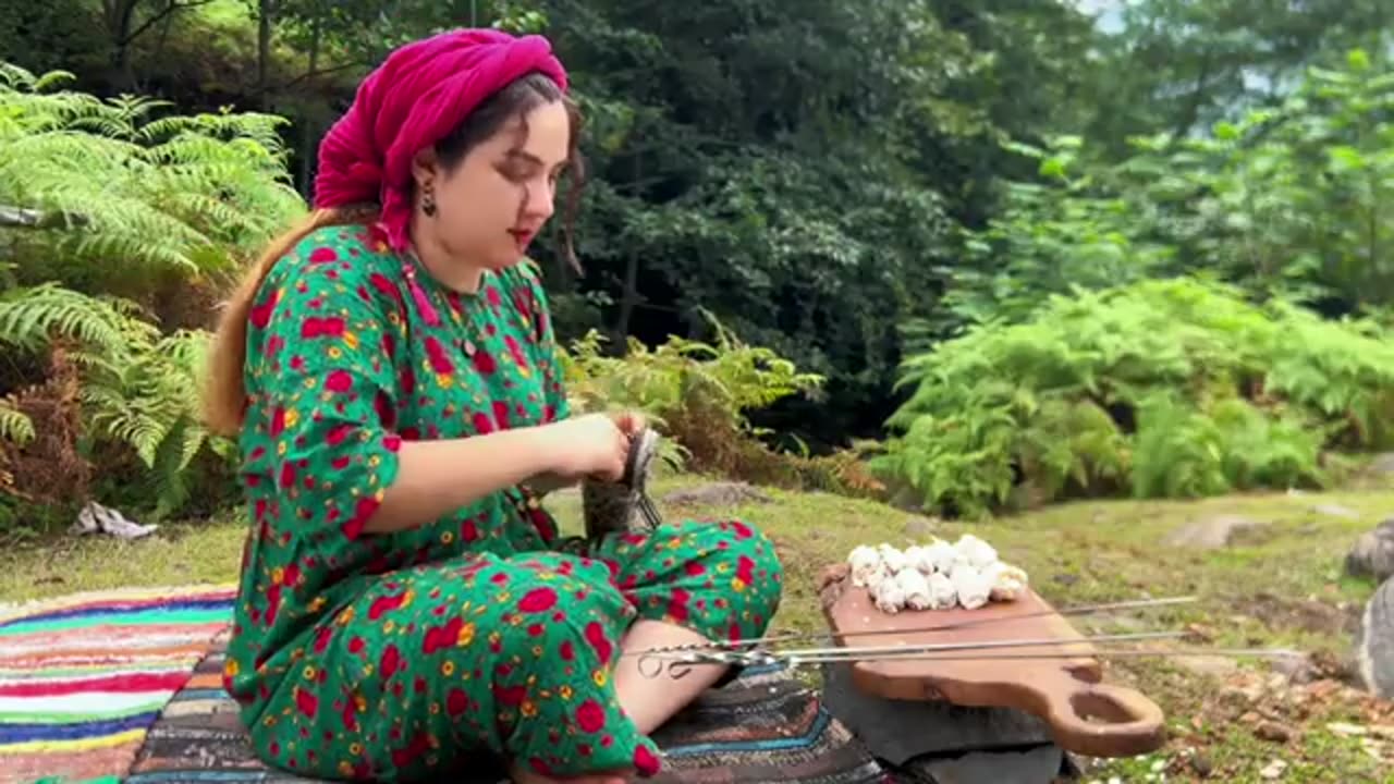 A Taste of Minced Lamb Meat in the Nature of the Village