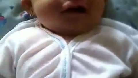 Baby learns to speak very cute