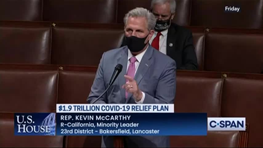 Watch - Kevin McCarthy TORCH Pelosi for Corrupt COVID Relief Bill