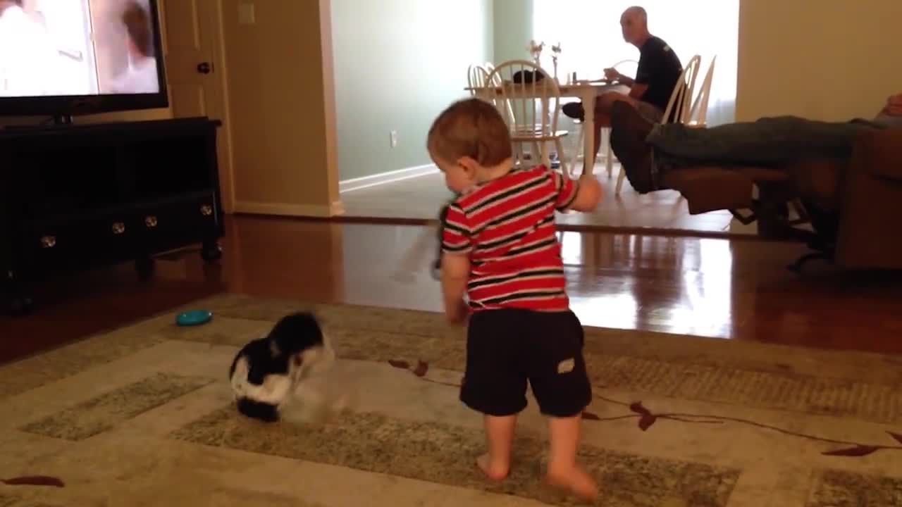 Since he was born, little baby Charlie has been inseparable from his dog, Rufus.