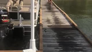 Dad Jumping BMX Bike into Lake Fails