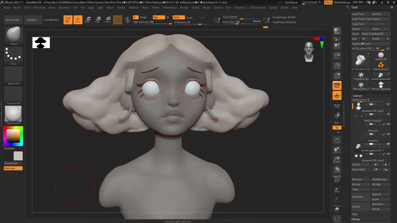 Sculpt a cute girl with Zbrush, the process is meticulous and suitable for learning IX