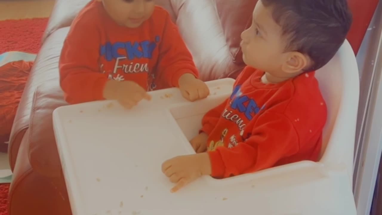 So cute babies 👶 he’s feeding his brother.