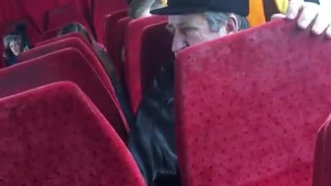 Gelu evangelizing on bus to Feldioara