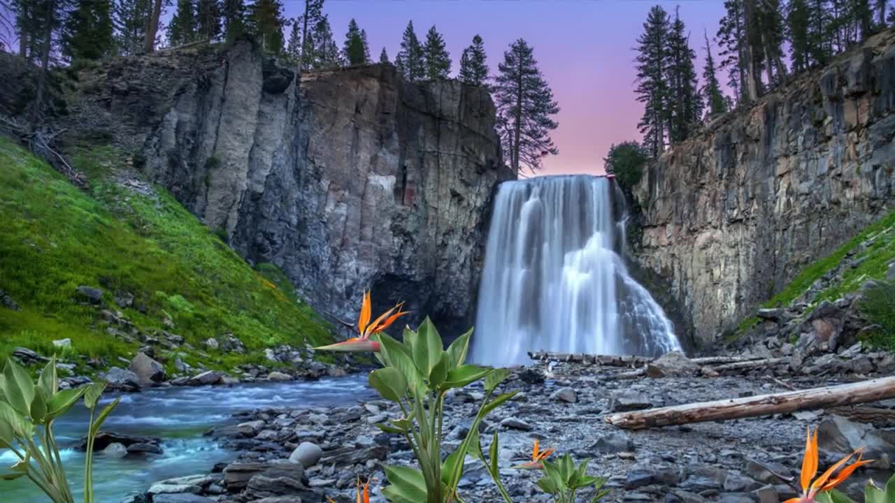 Peaceful Relaxing, Meditation, Calming Nature Water Sounds, Work, Relax, Study. Beautiful Waterfall