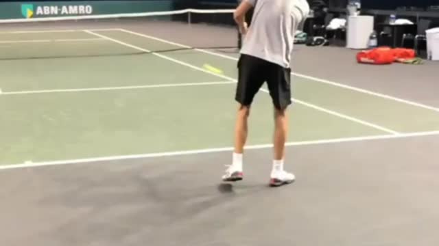 Alexander Zverev Court View Practice with Stefanos Tsitsipas