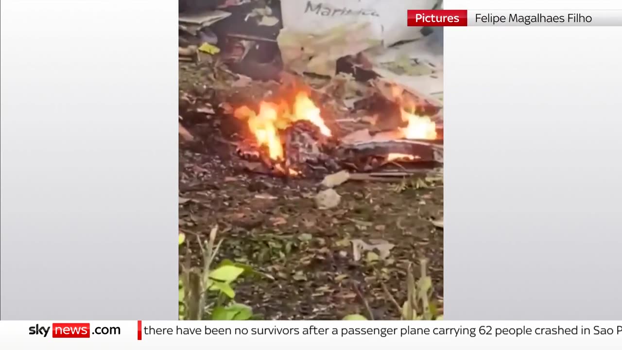 No survivors after passenger plane crashes in residential area in Brazil