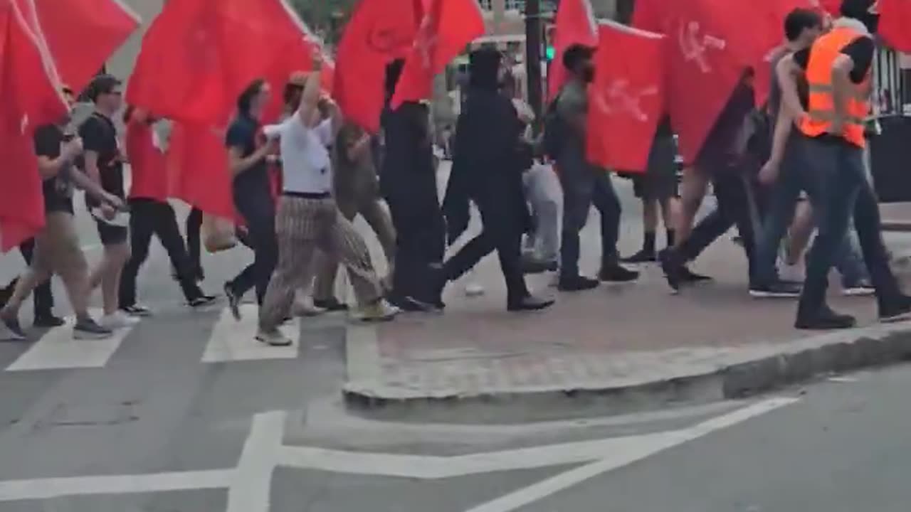 Communists Marching To Their Meeting