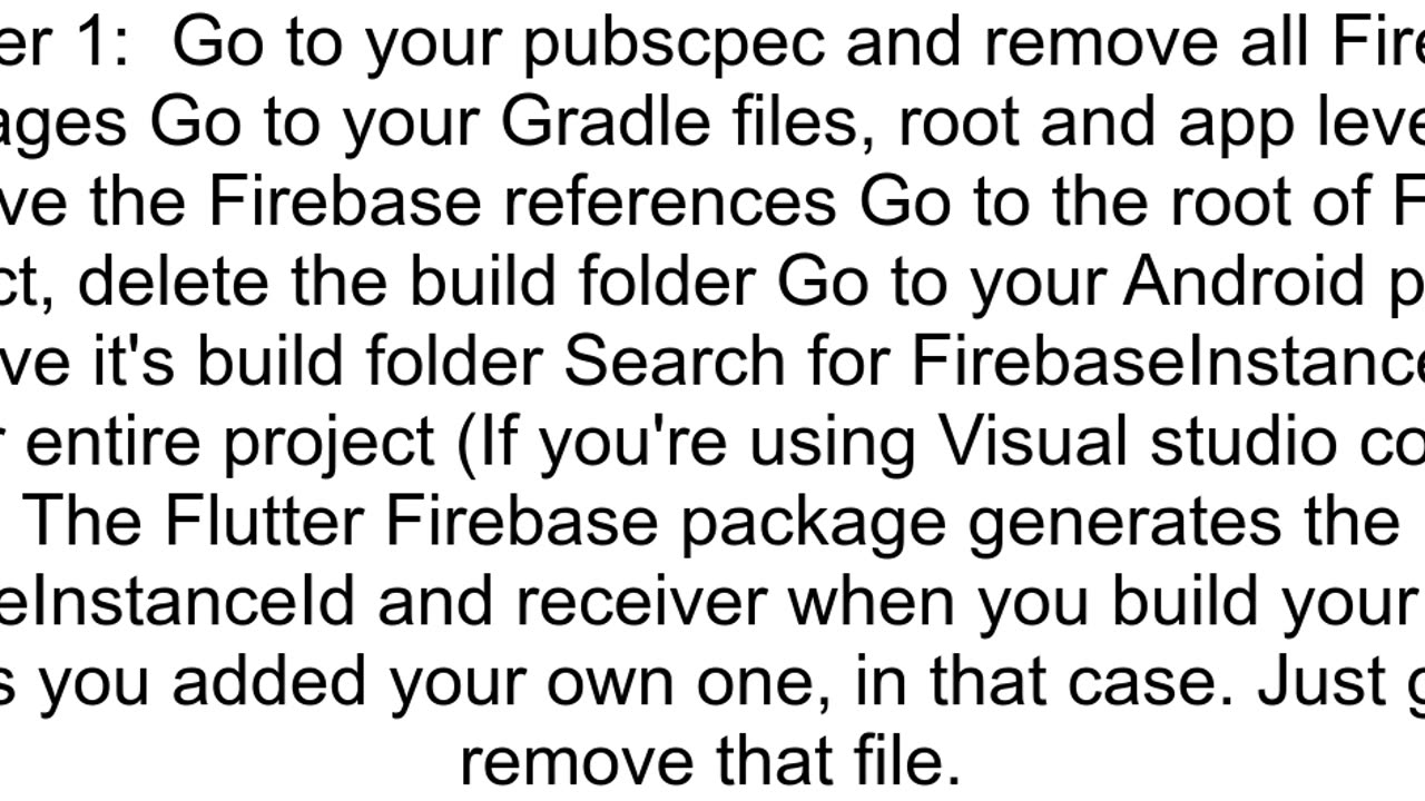 Flutter Android How to remove firebase from project quotEFirebaseInstanceId Failed to resolve targ