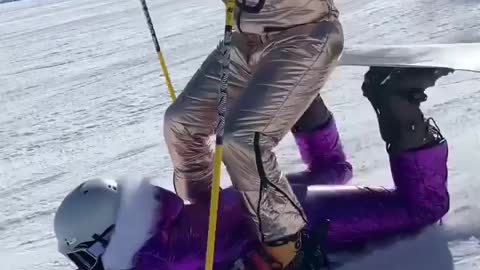 two friends having fun skating