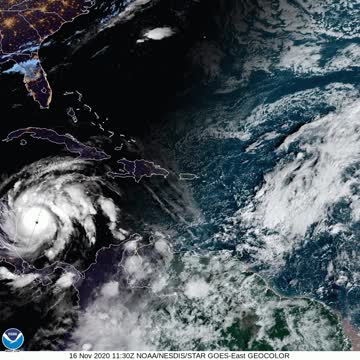 Así se registra desde un satelite el paso del huracán Iota por San Andrés
