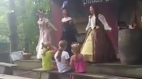 Collab copyright protection - girl in pink falls off bench