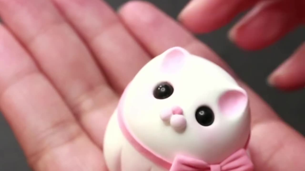 How to make cute cat fondant from clay and paint colours