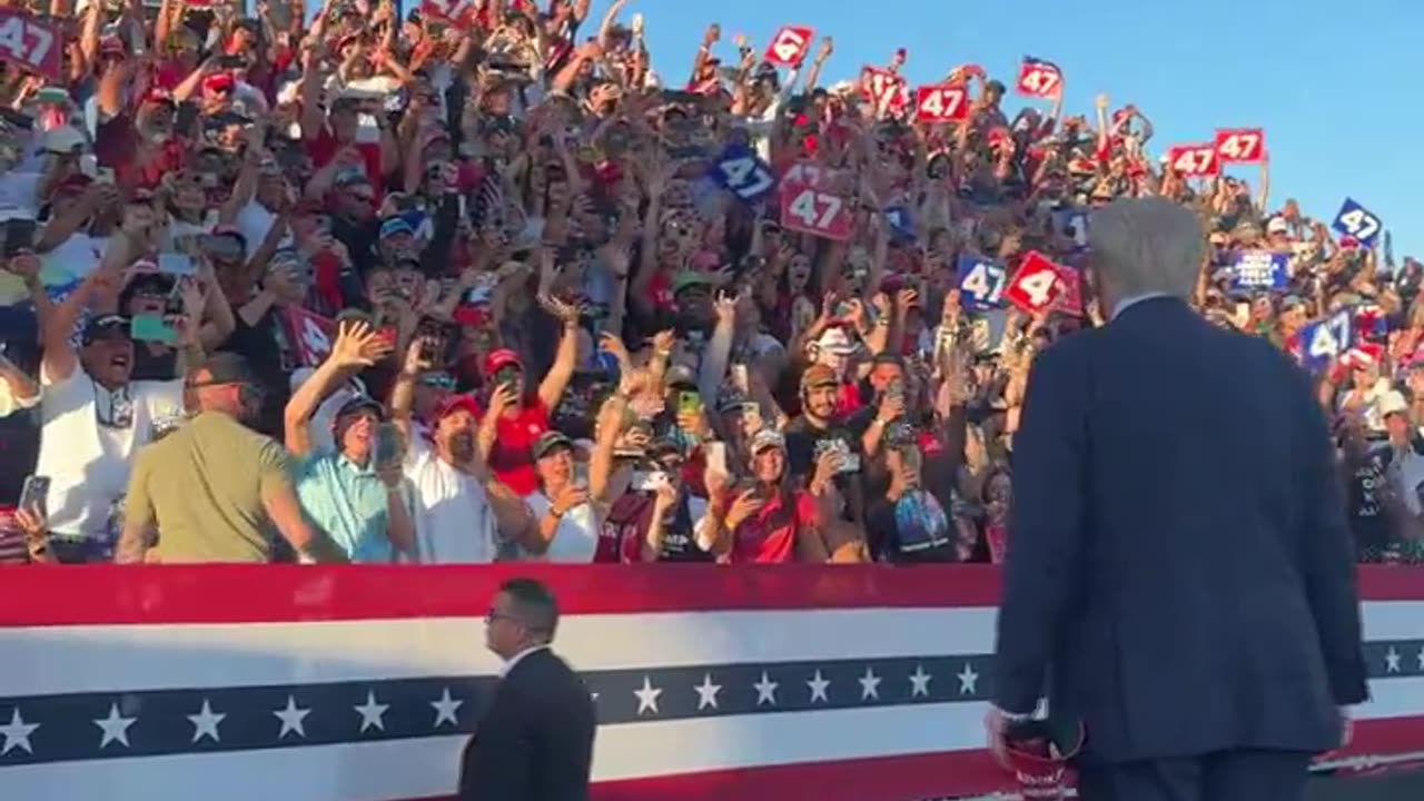 JUST IN: Trump takes the stage in Coachella to a estimated crowd of close to 100,000…