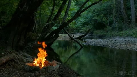 SLEEP BETTER and RELAXING with a song of fire and water sounds