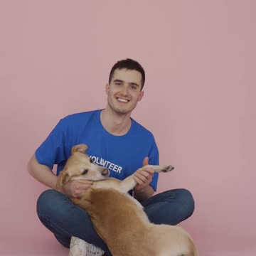 Funny video with man dog pappy