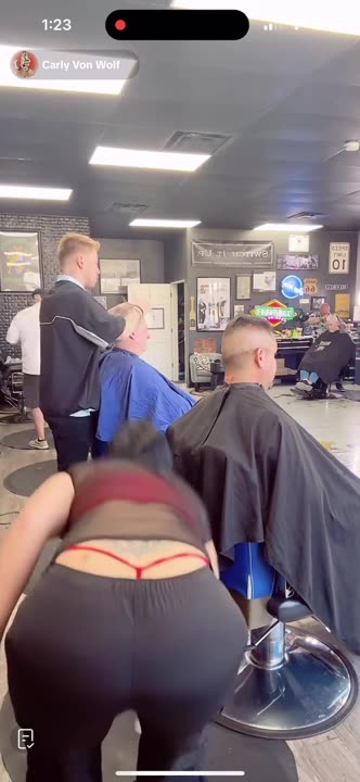 Red G-String Slip in the Barber Shop