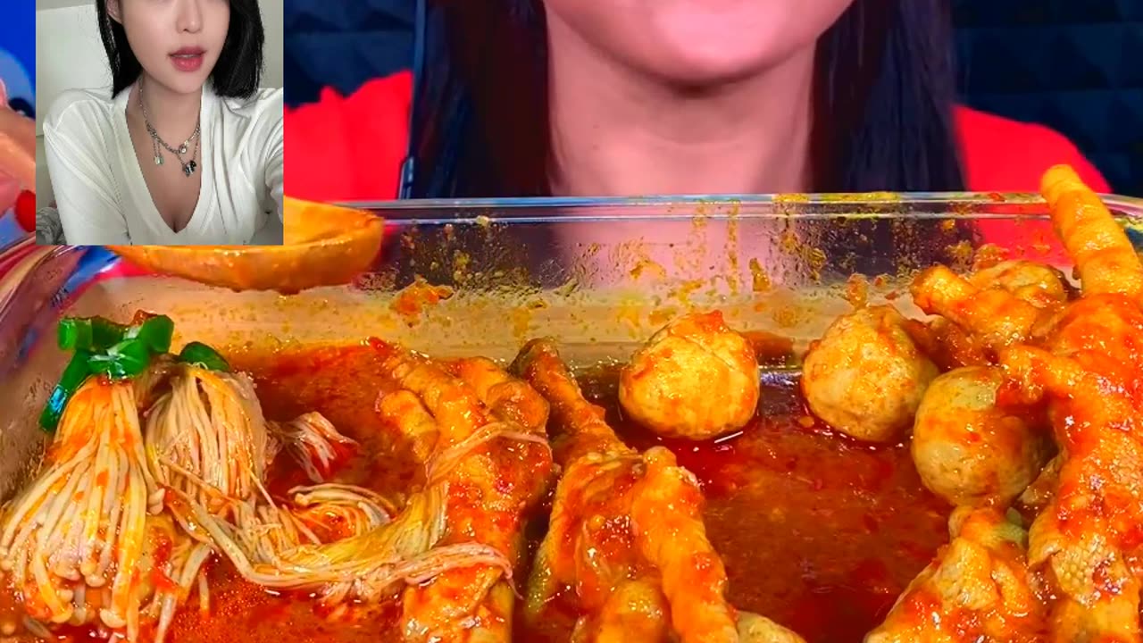 SPICY MEATBALL CHICKEN FEET ENOKI MASSIVE #eating #food #cooking #reels #trend #fyp #asmr (11)