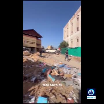 Destruction outside the Indonesian Hospital in northern Gaza Strip