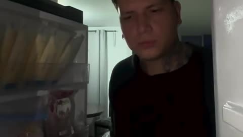 Baby steals food from the fridge