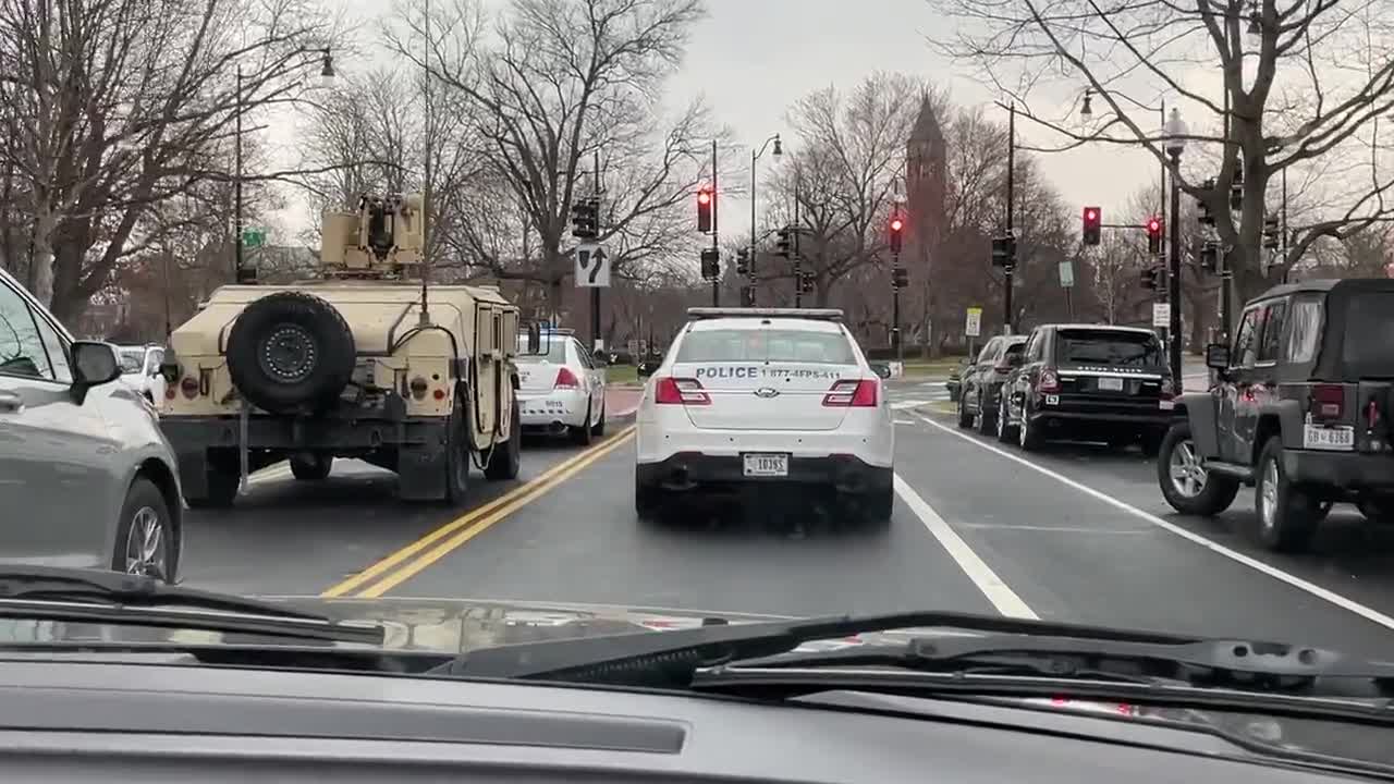 National Guard and DC Police on high alert, as The Peoples Convoy is en route to the D.C. beltway