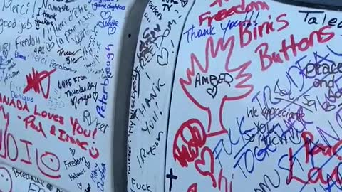 Canadian Freedom Fighters sign Truck in Ottawa