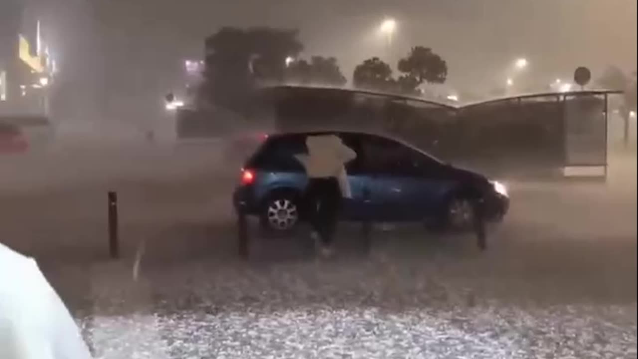 Hail storm causing a lot of damage in Spanish town of El Ejido