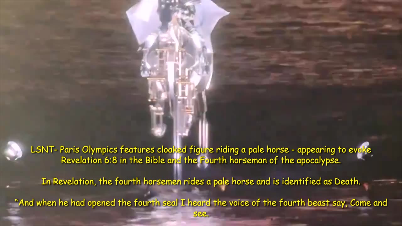 Paris Olympics features cloaked figure riding a pale horse?