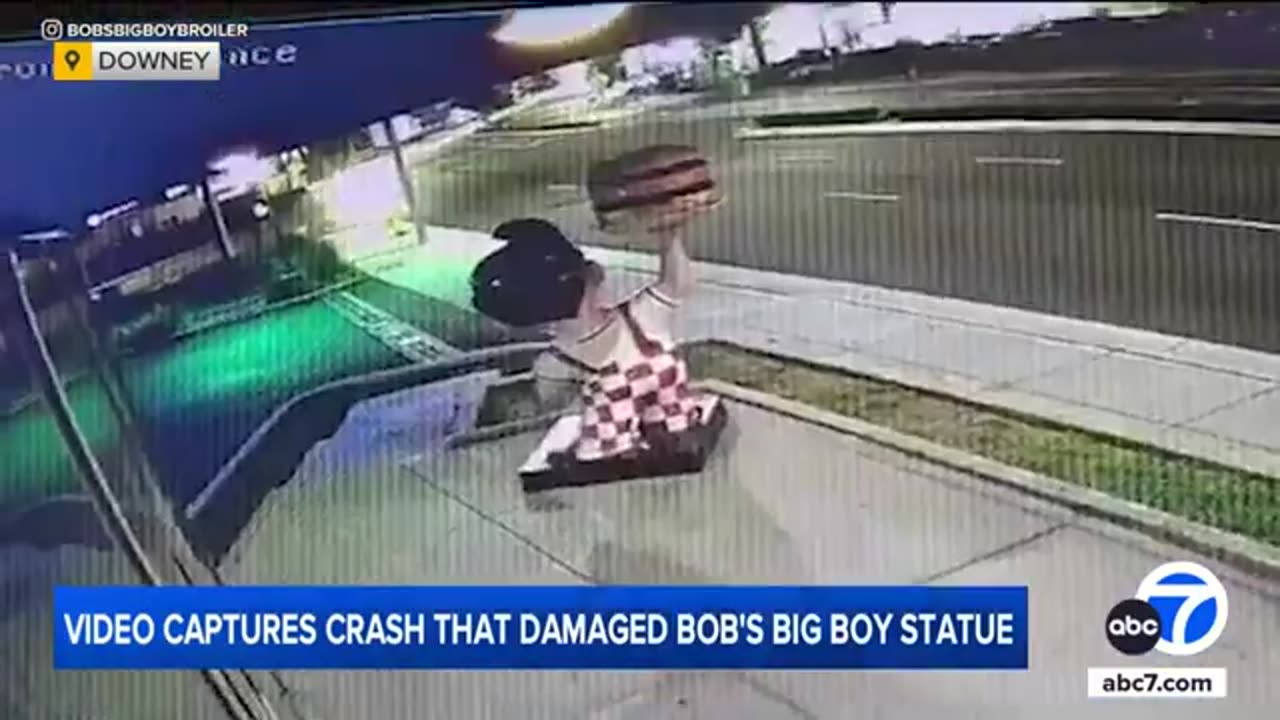 Wild video shows crash that damaged Bob's Big Boy statue in Downey