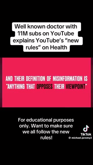 YouTube Bans Health Videos That Don't Align With BIG PHARMA