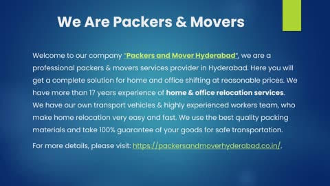 Packers and Mover Hyderabad