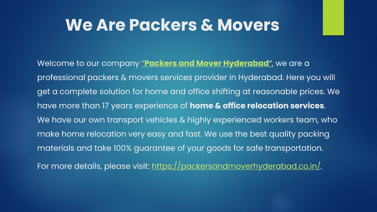 Packers and Mover Hyderabad